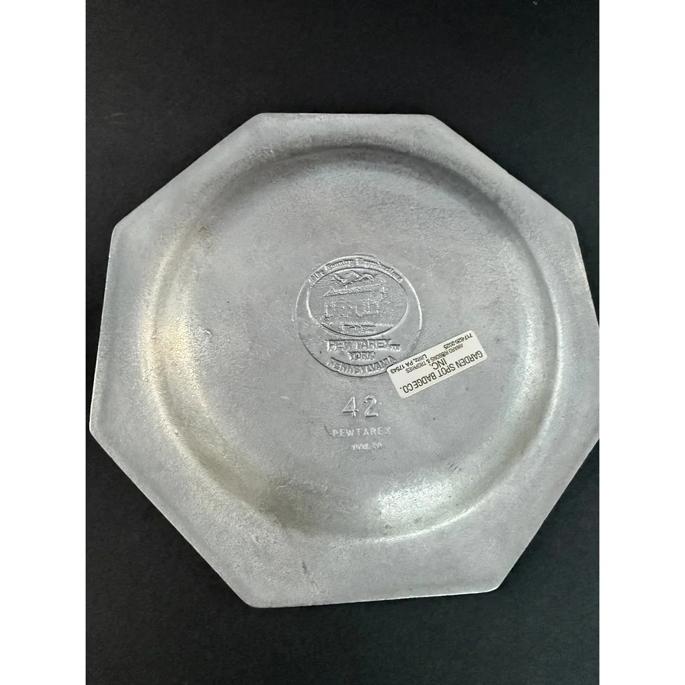 Vintage Pewtarex York PA Octagonal Pewter Plate 1983 Trophy R.R.C.C. 8 Inch
